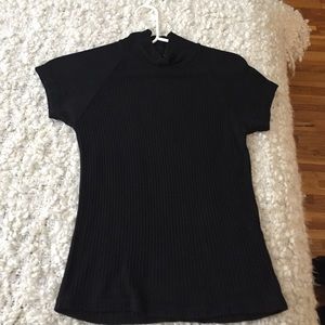 Brandy Melville Black Ribbed Turtleneck Top