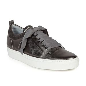 Lanvin Gunmetal Leather Sneakers