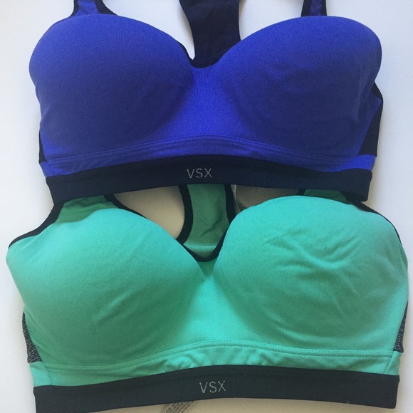 2 Victoria Secret sport bras in Blue and Aqua
