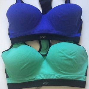 2 Victoria Secret sport bras in Blue and Aqua