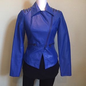 Cobalt Faux Leather Jacket