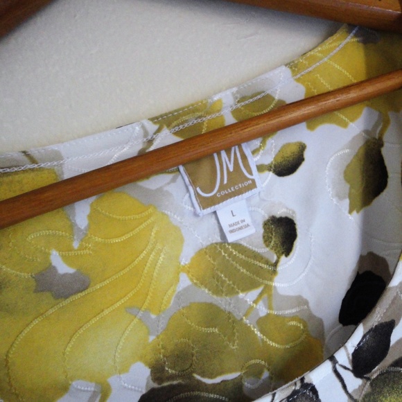 JM Collection White Yellow Black Floral Blouse - Picture 4 of 4
