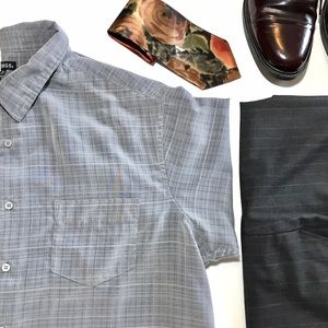 Gray Plaid Collared Button Down