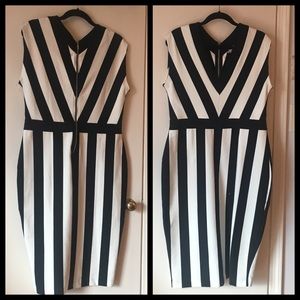 Striped sleeveless fitted spandex dress