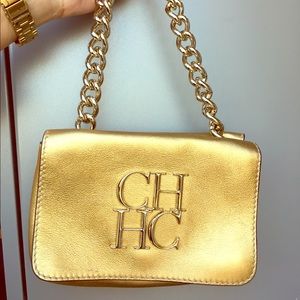 Carolina Herrera gold mini purse