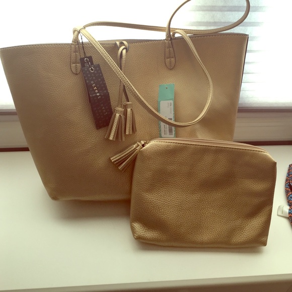 Street Level gold/white reversible tote bag