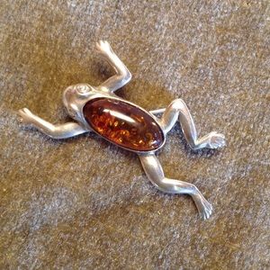 Sterling Silver and Amber Pin