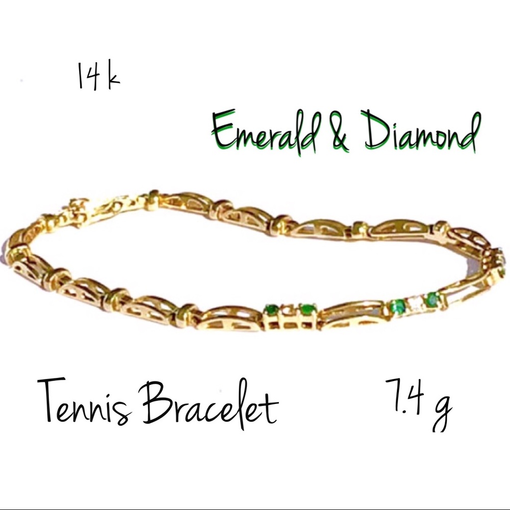 HOLD 14k Emerald & Diamond Tennis Bracelet