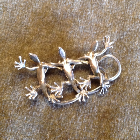 Signed 925 Silver Dancing Lizards Pin