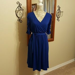 A-line faux wrap dress