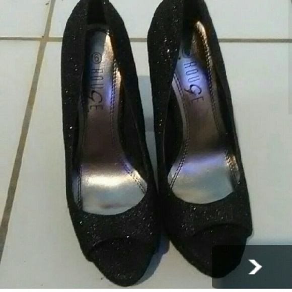 Black glitter heels