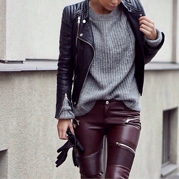 NWOT Zara Faux Leather Moto Biker Zipper Trouser