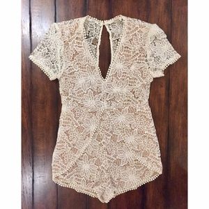 NWOT Nastygal White Crochet Romper