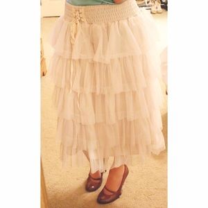 Off White Tulle Skirt