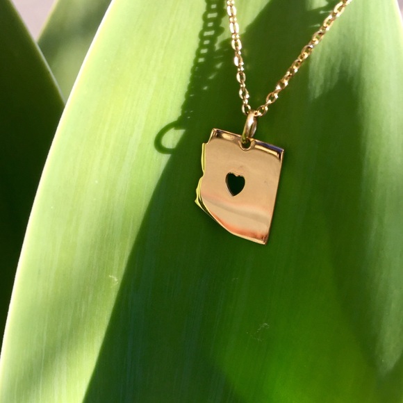 Arizona state minimalist necklace - Stainless Steel Gold - Picture 3 of 5