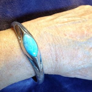 925 Silver and Larimar Cuff Bracelet