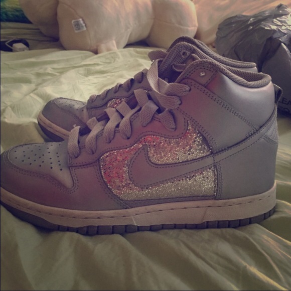 Silver and grey Nike high tops