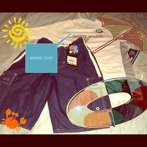 Boys swim shorts and rash guard set.