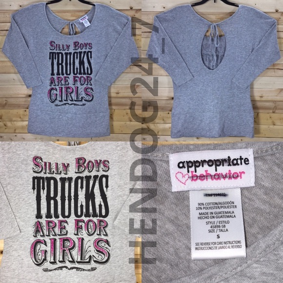 SILLY BOYS TRUCKS ARE ARE GIRLS GLITTERY TEE S-2XL - Picture 3 of 4