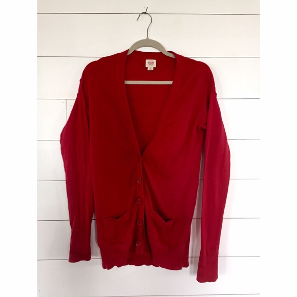 Red Long Sleeve Cardigan