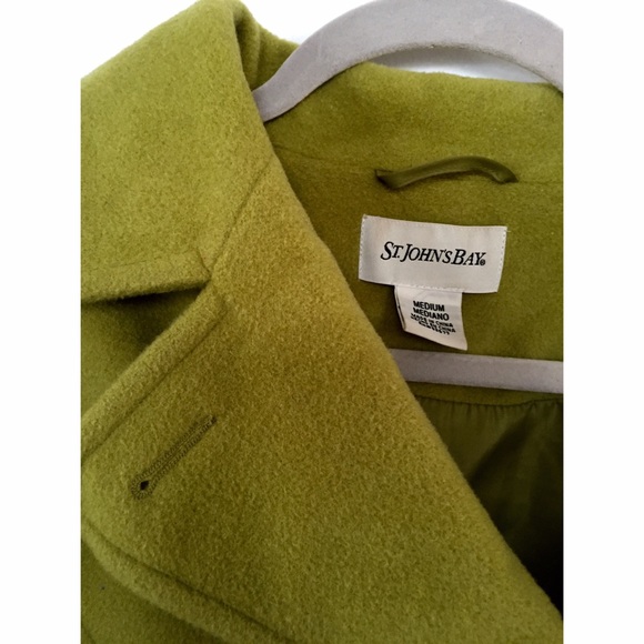 St. John's Bay Green Wool-Blend Peacoat - Picture 3 of 4