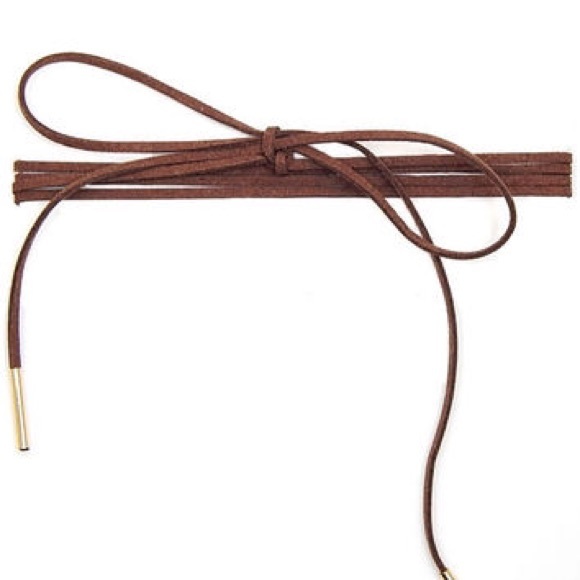 Brown Faux Suede Wrap Tie Choker - Picture 2 of 3