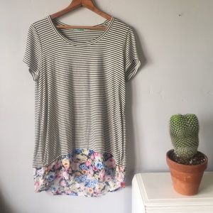 Striped tunic with floral bottom