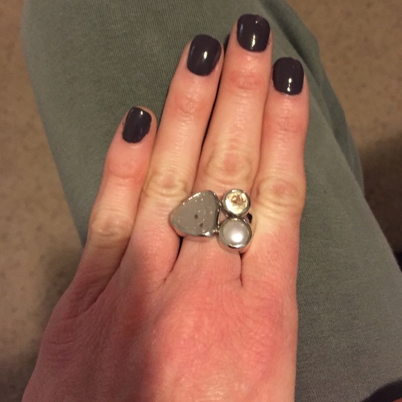 Multi stone silver ring - Picture 2 of 2