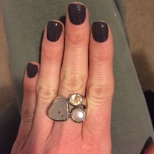 Multi stone silver ring