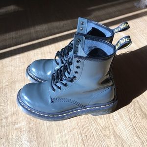 Dr Marten Patent leather grey boots