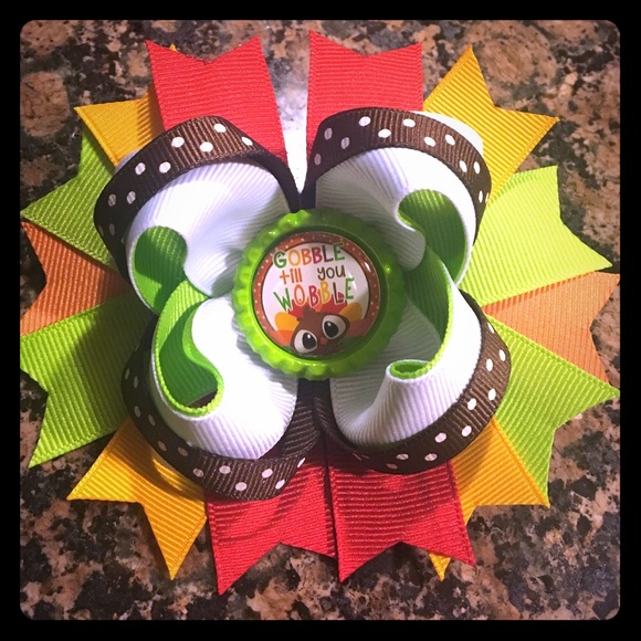 "Gobble till you Wobble" thanksgiving bow