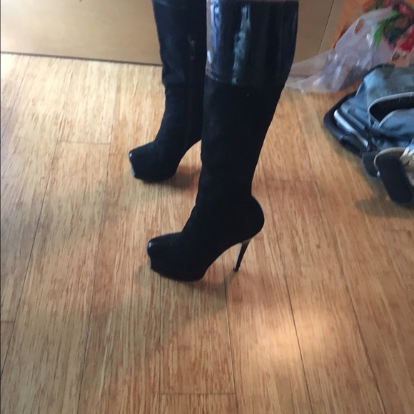 BEBE leather knee-high boots platform size 8