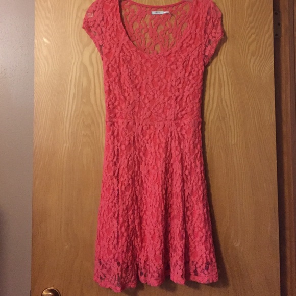 Cute coral lace dress!