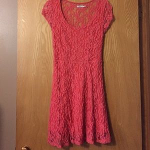 Cute coral lace dress!