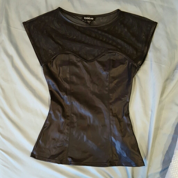 Bebe black mesh and vinyl top