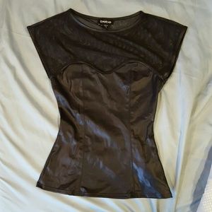 Bebe black mesh and vinyl top