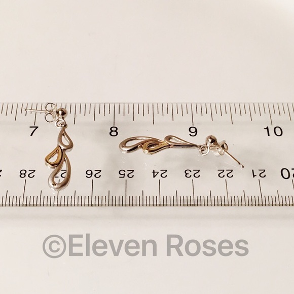 Diamond 14k Gold & Sterling Silver Dangle Earrings - Picture 4 of 4