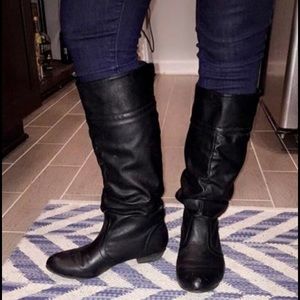 Black faux leather boots