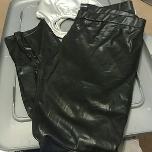 Black leather leggings