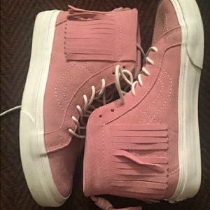 Pink Sk8-Hi Vans with Fringe