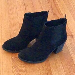 Black faux suede booties