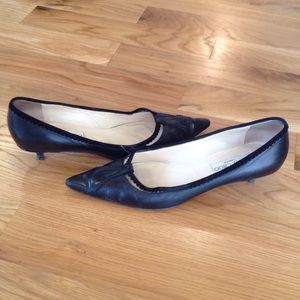 Jimmy Choo black leather kitten heels