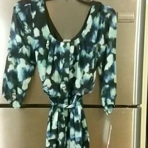 Cute Belted Blue/ Black Dress