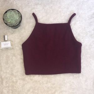 Marooon Knit Crop Top