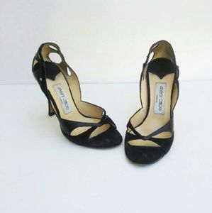 AUTHENTIC Jimmy Choo Black Suede Peep Toe Pumps