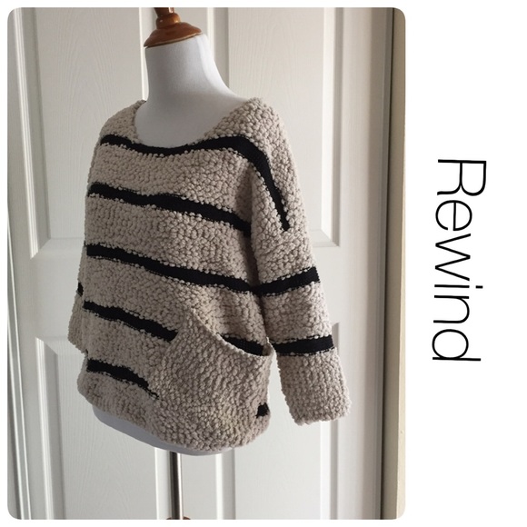 Rewind Sweaters - NWT super cute striped sweater with side pocket M