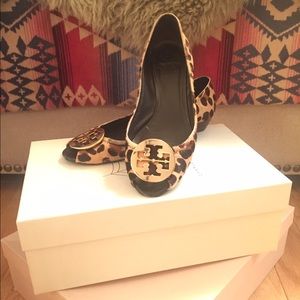 Tory Burch Peep-Toe Kitten Wedge Shoe