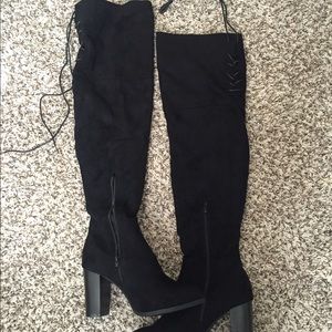 Over the knee black boots