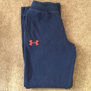 BOYS YLG UNDER ARMOUR SWEATPANTS BLUE/ORANGE