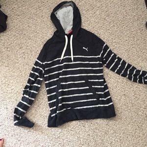 Like new Navy and grey stripped puma hoodie